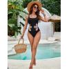 imageBlooming Jelly Women One Piece Swimsuit Slimming Color Block Bathing Suit Sexy Cutout Sunflower SwimwearBlack