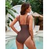 imageBlooming Jelly Women One Piece Swimsuit Slimming Color Block Bathing Suit Sexy Cutout Sunflower SwimwearBrown