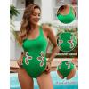 imageBlooming Jelly Women One Piece Swimsuit Slimming Color Block Bathing Suit Sexy Cutout Sunflower SwimwearGreen