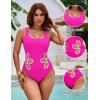 imageBlooming Jelly Women One Piece Swimsuit Slimming Color Block Bathing Suit Sexy Cutout Sunflower SwimwearPink
