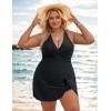 imageBlooming Jelly Women Plus Size Swimsuit One Piece Swim Dress Tummy Control Bathing Suits Criss Cross Modest SwimwearBlack