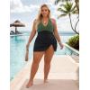 imageBlooming Jelly Women Plus Size Swimsuit One Piece Swim Dress Tummy Control Bathing Suits Criss Cross Modest SwimwearBlack Green