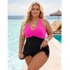 imageBlooming Jelly Women Plus Size Swimsuit One Piece Swim Dress Tummy Control Bathing Suits Criss Cross Modest SwimwearBlack Pink