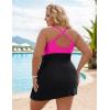 imageBlooming Jelly Women Plus Size Swimsuit One Piece Swim Dress Tummy Control Bathing Suits Criss Cross Modest SwimwearBlack Pink