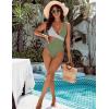 imageBlooming Jelly Womens One Piece Cutout Swimsuits Sexy High Cut Bathing Suits Cheeky Color Block MonokiniPea Green