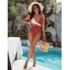 imageBlooming Jelly Womens One Piece Cutout Swimsuits Sexy High Cut Bathing Suits Cheeky Color Block MonokiniRust