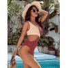 imageBlooming Jelly Womens One Piece Cutout Swimsuits Sexy High Cut Bathing Suits Cheeky Color Block MonokiniRust