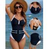 imageBlooming Jelly Womens One Piece Swimsuit Color Block Tummy Control Bathing Suit Criss Cross Back Tie Swim SuitsBlack