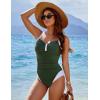 imageBlooming Jelly Womens One Piece Swimsuit Color Block Tummy Control Bathing Suit Criss Cross Back Tie Swim SuitsGreen