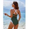 imageBlooming Jelly Womens One Piece Swimsuit Color Block Tummy Control Bathing Suit Criss Cross Back Tie Swim SuitsGreen