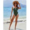 imageBlooming Jelly Womens One Piece Swimsuit Color Block Tummy Control Bathing Suit Criss Cross Back Tie Swim SuitsGreen