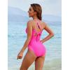 imageBlooming Jelly Womens One Piece Swimsuit Color Block Tummy Control Bathing Suit Criss Cross Back Tie Swim SuitsHot Pink