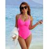 imageBlooming Jelly Womens One Piece Swimsuit Color Block Tummy Control Bathing Suit Criss Cross Back Tie Swim SuitsHot Pink