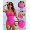 imageBlooming Jelly Womens One Piece Swimsuit Color Block Tummy Control Bathing Suit Criss Cross Back Tie Swim SuitsHot Pink
