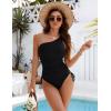 imageBlooming Jelly Womens One Piece Swimsuit One Shoulder Tummy Control Bathing Suit Slimming Back Cross Drawstring SwimwearBlack