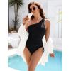imageBlooming Jelly Womens One Piece Swimsuit One Shoulder Tummy Control Bathing Suit Slimming Back Cross Drawstring SwimwearBlack