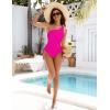 imageBlooming Jelly Womens One Piece Swimsuit One Shoulder Tummy Control Bathing Suit Slimming Back Cross Drawstring SwimwearHot Pink