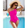 imageBlooming Jelly Womens One Piece Swimsuit One Shoulder Tummy Control Bathing Suit Slimming Back Cross Drawstring SwimwearHot Pink