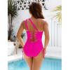 imageBlooming Jelly Womens One Piece Swimsuit One Shoulder Tummy Control Bathing Suit Slimming Back Cross Drawstring SwimwearHot Pink