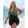 imageBlooming Jelly Womens Plus Size Bathing Suit One Piece Swimsuit Tummy Control Swim Dress Modest Full Coverage Swim Suits 2025Black Green