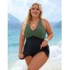 imageBlooming Jelly Womens Plus Size Bathing Suit One Piece Swimsuit Tummy Control Swim Dress Modest Full Coverage Swim Suits 2025Black Green