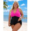 imageBlooming Jelly Womens Plus Size Bathing Suit One Piece Swimsuit Tummy Control Swim Dress Modest Full Coverage Swim Suits 2025Black Pink