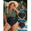 imageBlooming Jelly Womens Plus Size Swimsuit One Piece Tummy Control Bathing Suit Modest Full Coverage Ruffle Swim SuitsArmy Green and Black