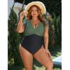 imageBlooming Jelly Womens Plus Size Swimsuit One Piece Tummy Control Bathing Suit Modest Full Coverage Ruffle Swim SuitsArmy Green and Black