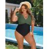 imageBlooming Jelly Womens Plus Size Swimsuit One Piece Tummy Control Bathing Suit Modest Full Coverage Ruffle Swim SuitsArmy Green and Black