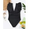 imageBlooming Jelly Womens Plus Size Swimsuit One Piece Tummy Control Bathing Suit Modest Full Coverage Ruffle Swim SuitsBlack