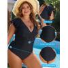 imageBlooming Jelly Womens Plus Size Swimsuit One Piece Tummy Control Bathing Suit Modest Full Coverage Ruffle Swim SuitsBlack