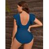 imageBlooming Jelly Womens Plus Size Swimsuit One Piece Tummy Control Bathing Suit Modest Full Coverage Ruffle Swim SuitsBlue