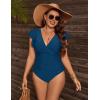 imageBlooming Jelly Womens Plus Size Swimsuit One Piece Tummy Control Bathing Suit Modest Full Coverage Ruffle Swim SuitsBlue