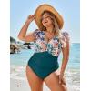 imageBlooming Jelly Womens Plus Size Swimsuit One Piece Tummy Control Bathing Suit Modest Full Coverage Ruffle Swim SuitsFloral Print and Dark Cyan