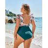 imageBlooming Jelly Womens Plus Size Swimsuit One Piece Tummy Control Bathing Suit Modest Full Coverage Ruffle Swim SuitsFloral Print and Dark Cyan