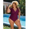 imageBlooming Jelly Womens Plus Size Swimsuit One Piece Tummy Control Bathing Suit Modest Full Coverage Ruffle Swim SuitsFuchsia