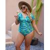 imageBlooming Jelly Womens Plus Size Swimsuit One Piece Tummy Control Bathing Suit Modest Full Coverage Ruffle Swim SuitsGreen Leaves