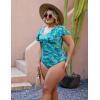 imageBlooming Jelly Womens Plus Size Swimsuit One Piece Tummy Control Bathing Suit Modest Full Coverage Ruffle Swim SuitsGreen Leaves