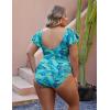 imageBlooming Jelly Womens Plus Size Swimsuit One Piece Tummy Control Bathing Suit Modest Full Coverage Ruffle Swim SuitsGreen Leaves
