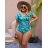 imageBlooming Jelly Womens Plus Size Swimsuit One Piece Tummy Control Bathing Suit Modest Full Coverage Ruffle Swim SuitsGreen Leaves