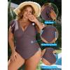 imageBlooming Jelly Womens Plus Size Swimsuit One Piece Tummy Control Bathing Suit Modest Full Coverage Ruffle Swim SuitsGreylish Purple