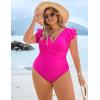 imageBlooming Jelly Womens Plus Size Swimsuit One Piece Tummy Control Bathing Suit Modest Full Coverage Ruffle Swim SuitsHot Pink
