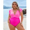 imageBlooming Jelly Womens Plus Size Swimsuit One Piece Tummy Control Bathing Suit Modest Full Coverage Ruffle Swim SuitsPink and Hot Pink