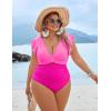 imageBlooming Jelly Womens Plus Size Swimsuit One Piece Tummy Control Bathing Suit Modest Full Coverage Ruffle Swim SuitsPink and Hot Pink