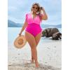 imageBlooming Jelly Womens Plus Size Swimsuit One Piece Tummy Control Bathing Suit Modest Full Coverage Ruffle Swim SuitsPink and Hot Pink