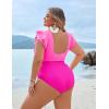 imageBlooming Jelly Womens Plus Size Swimsuit One Piece Tummy Control Bathing Suit Modest Full Coverage Ruffle Swim SuitsPink and Hot Pink