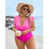 imageBlooming Jelly Womens Plus Size Swimsuit One Piece Tummy Control Bathing Suit Modest Full Coverage Ruffle Swim SuitsPink and Hot Pink