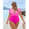 imageBlooming Jelly Womens Plus Size Swimsuit One Piece Tummy Control Bathing Suit Modest Full Coverage Ruffle Swim SuitsPink and Hot Pink