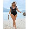 imageBlooming Jelly Womens Plus Size Swimsuit One Piece Tummy Control Bathing Suit Modest Full Coverage Ruffle Swim SuitsPolka Dot and Black