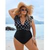 imageBlooming Jelly Womens Plus Size Swimsuit One Piece Tummy Control Bathing Suit Modest Full Coverage Ruffle Swim SuitsPolka Dot and Black